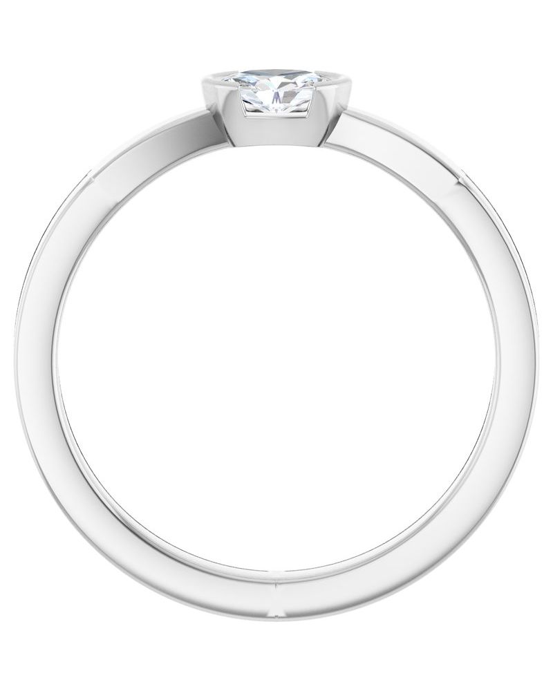 Anel Meio Bezel Solitário em Ouro 14k com Diamantes de Laboratório