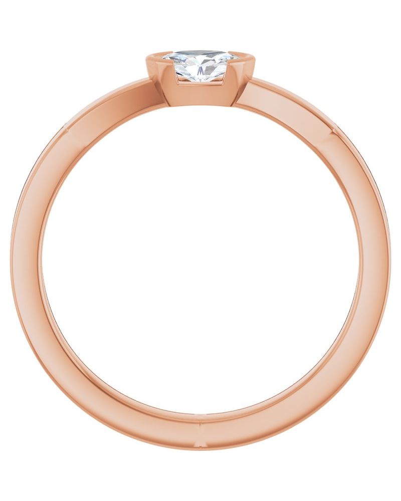 Anel Meio Bezel Solitário em Ouro 14k com Diamantes Naturais