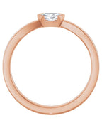 Anel Meio Bezel Solitário em Ouro 14k com Diamantes Naturais
