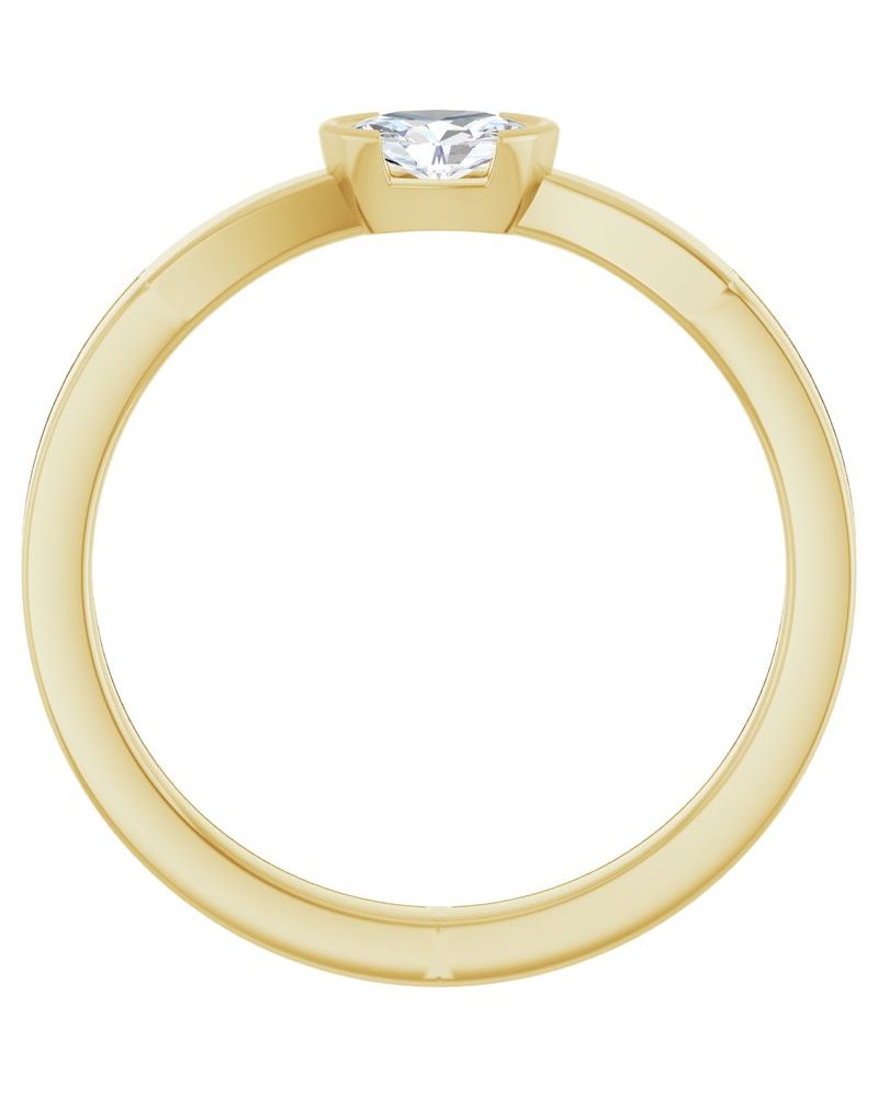 Anel Meio Bezel Solitário em Ouro 14k com Diamantes Naturais
