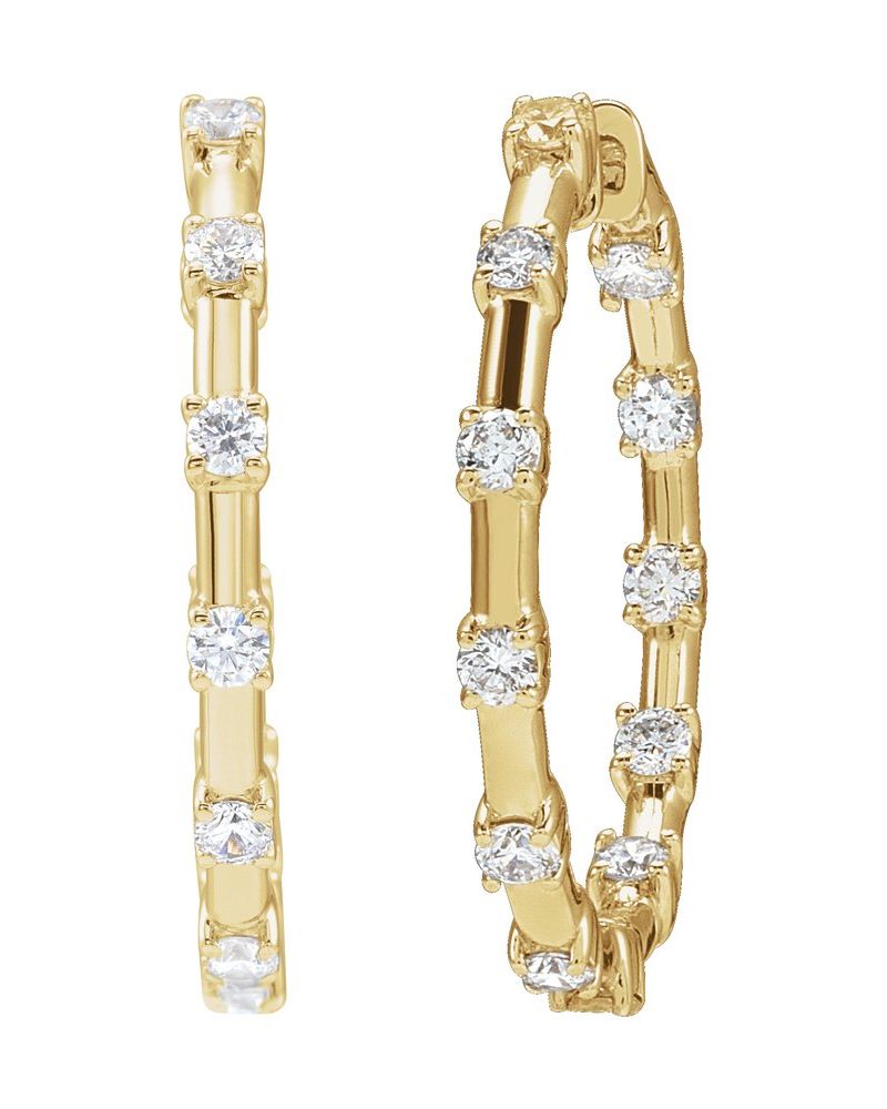 Brinco de Aro Dentro e Fora em Ouro 14k com Diamantes de Laboratório – Modelo 5