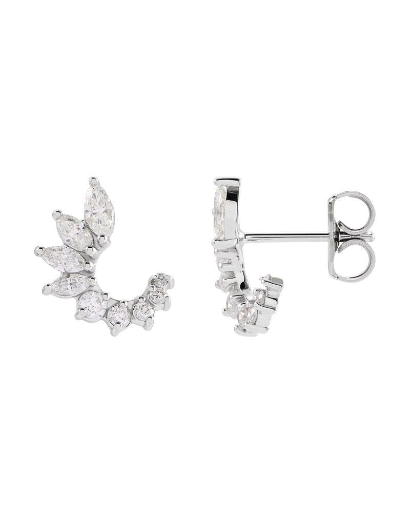 Brinco Frente e Verso Cravejado em Ouro 14k com Diamantes Naturais