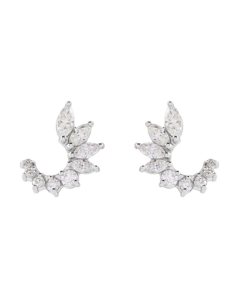Brinco Frente e Verso Cravejado em Ouro 14k com Diamantes Naturais