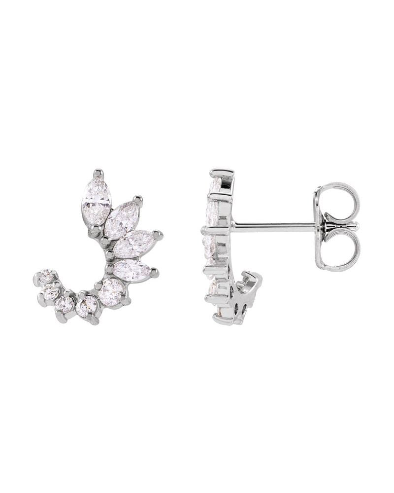 Brinco Frente e Verso Cravejado em Ouro 14k com Diamantes Naturais