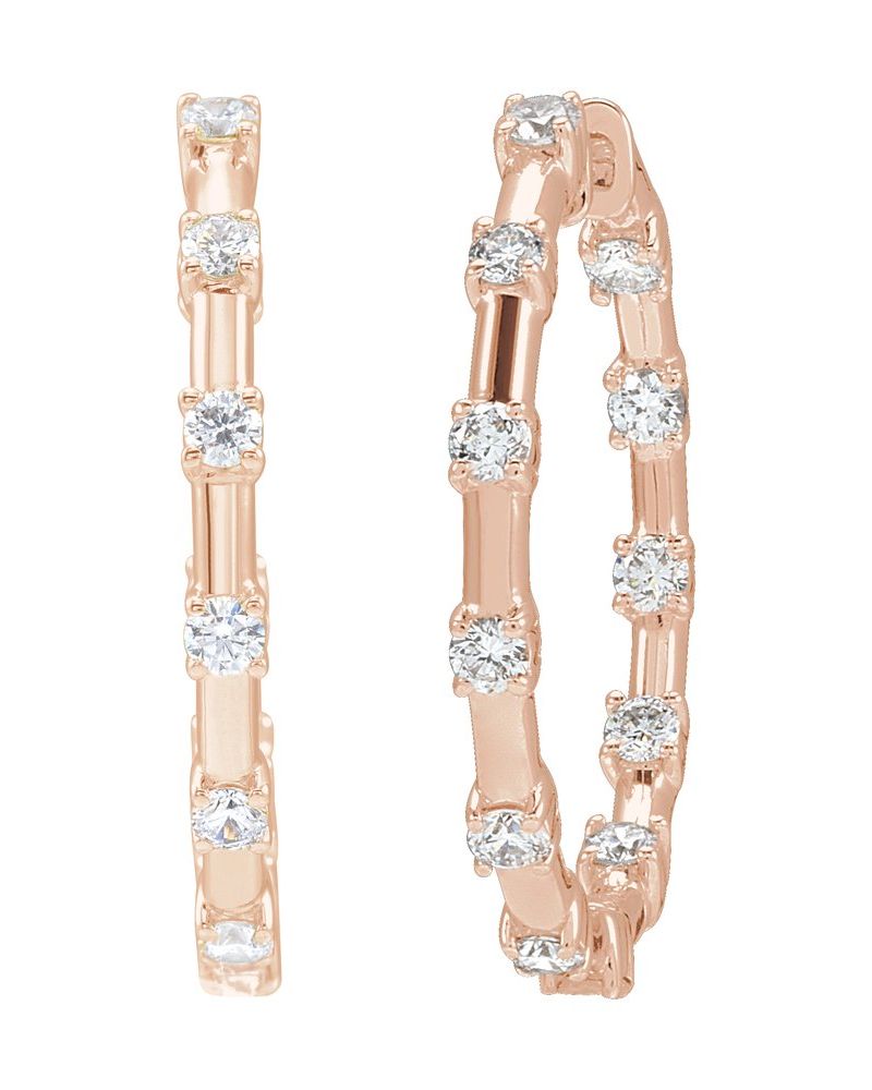Brinco de Aro Dentro e Fora em Ouro 14k com Diamantes de Laboratório – Modelo 5