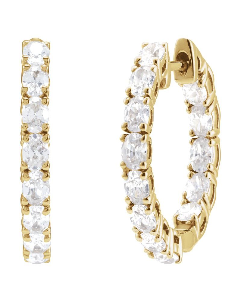 Brinco de Aro Dentro e Fora em Ouro 14k com Diamantes de Laboratório – Modelo 3