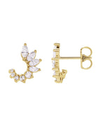 Brinco Frente e Verso Cravejado em Ouro 14k com Diamantes Naturais
