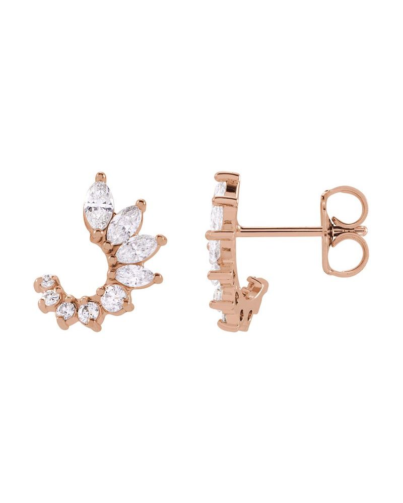 Brinco Frente e Verso Cravejado em Ouro 14k com Diamantes Naturais