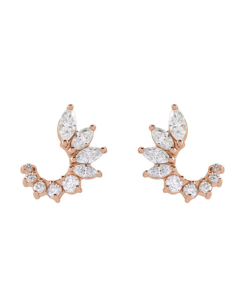 Brinco Frente e Verso Cravejado em Ouro 14k com Diamantes Naturais