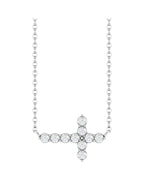 Colar Cruz Horizontal Cravejado em Ouro 14k com Diamantes de Laboratório