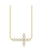 Colar Cruz Horizontal Cravejado em Ouro 14k com Diamantes de Laboratório