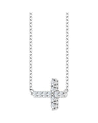 Colar Cruz Horizontal Cravejado em Ouro 14k com Diamantes de Laboratório