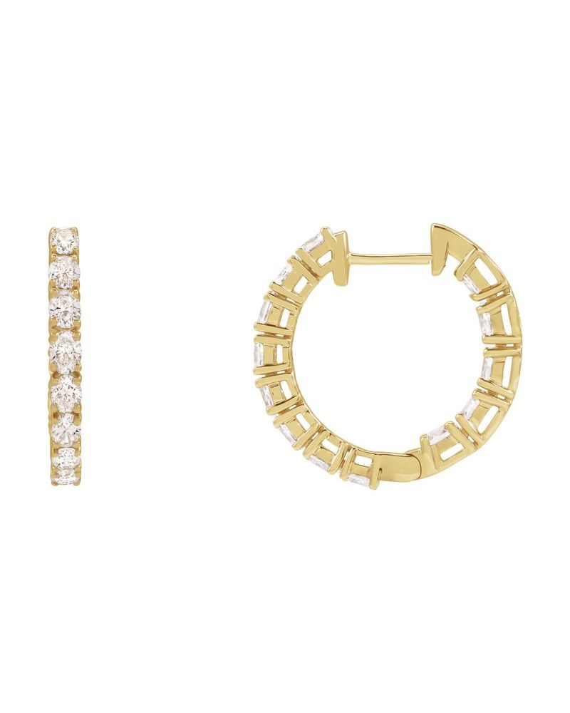 Brinco de Aro Dentro e Fora em Ouro 14k com Diamantes Naturais – Modelo 3