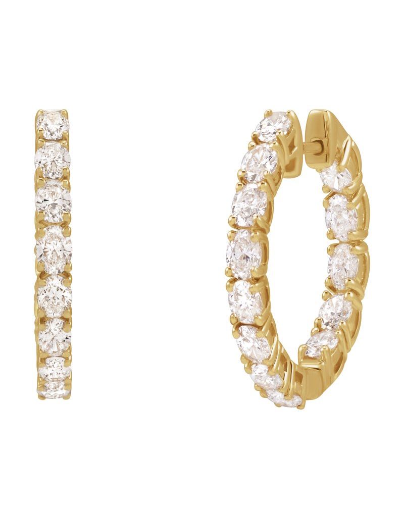Brinco de Aro Dentro e Fora em Ouro 14k com Diamantes Naturais – Modelo 3