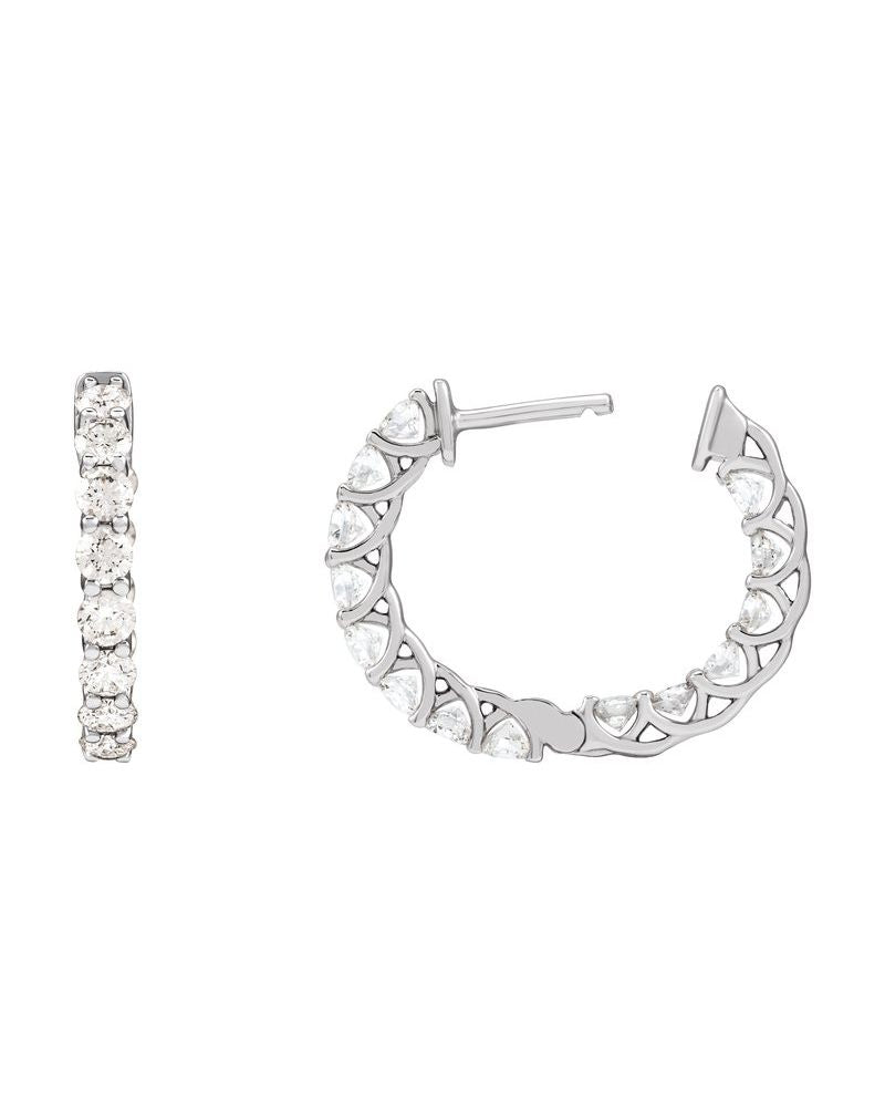 Brinco de Aro Dentro e Fora em Ouro 14k com Diamantes de Laboratório – Modelo 2