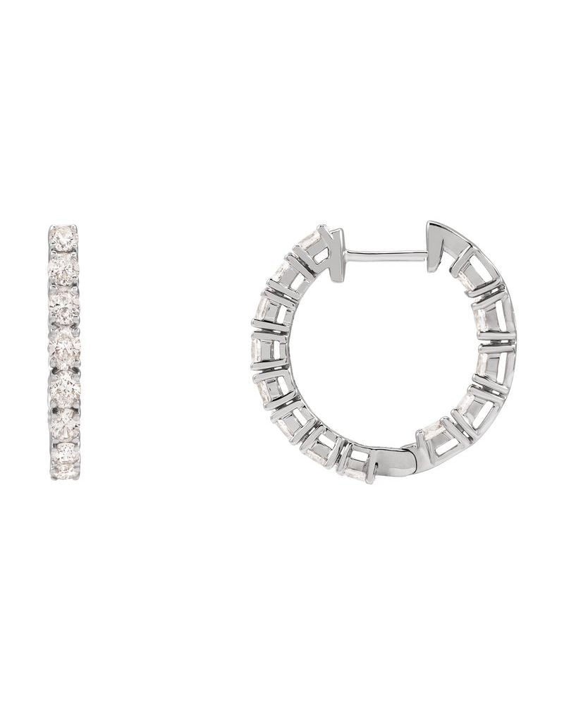 Brinco de Aro Dentro e Fora em Ouro 14k com Diamantes Naturais – Modelo 3