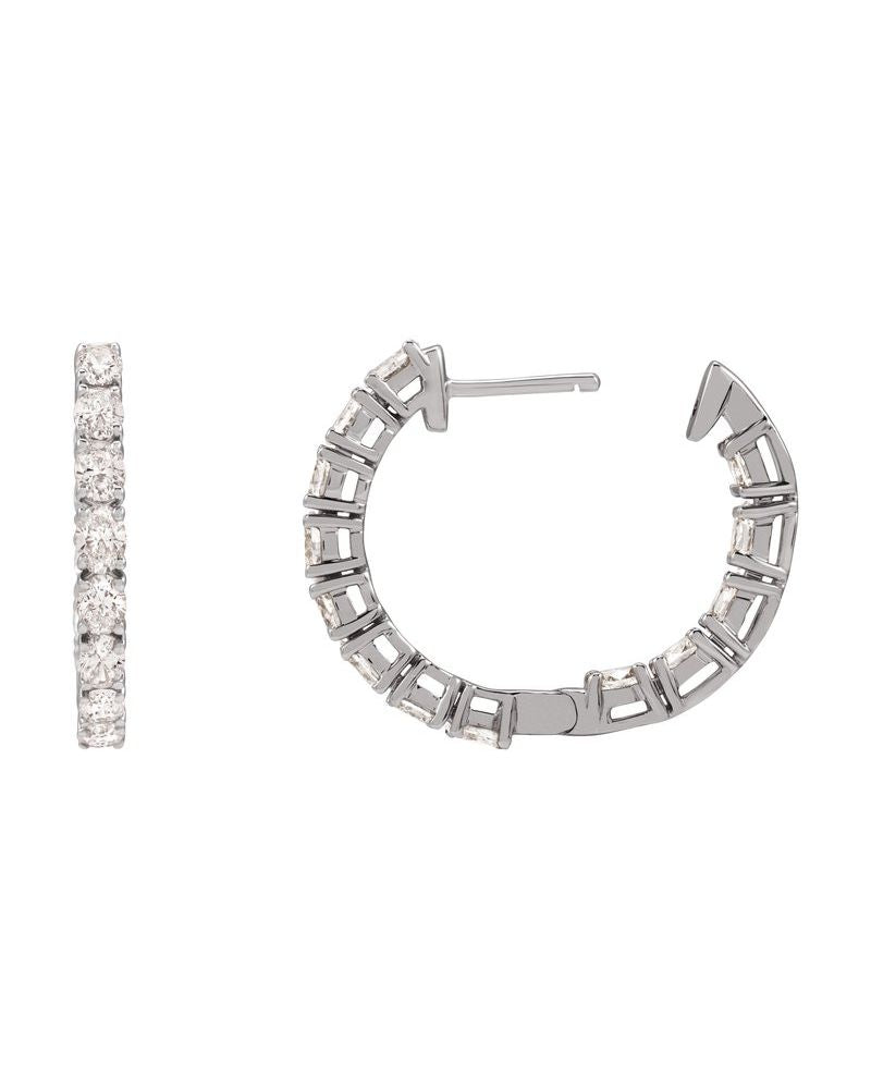 Brinco de Aro Dentro e Fora em Ouro 14k com Diamantes Naturais – Modelo 3