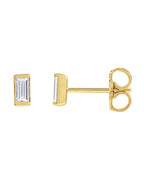 Brinco Ponto de Luz Baguete com Cravação Trilho em Ouro 14k com Diamantes Naturais