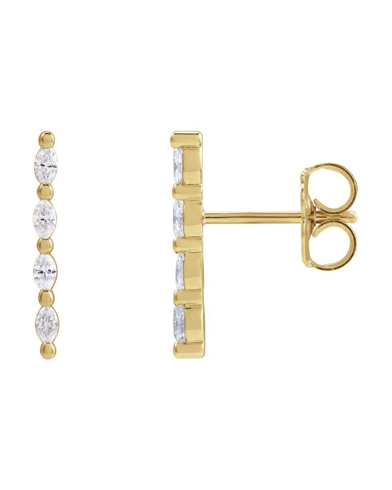 Brinco Barra Cravejado em Ouro 14k com Diamantes Naturais – Modelo 9