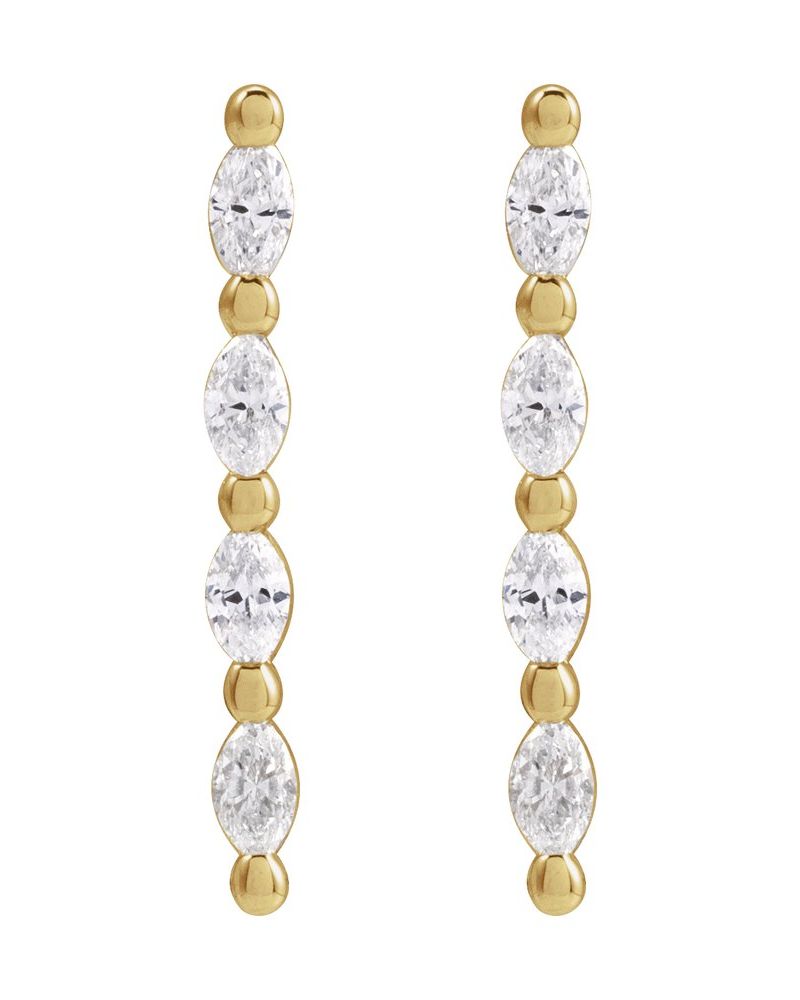 Brinco Barra Cravejado em Ouro 14k com Diamantes Naturais – Modelo 9
