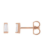 Brinco Ponto de Luz Baguete Trapézio com Cravação Trilho em Ouro 14k com Diamantes Naturais