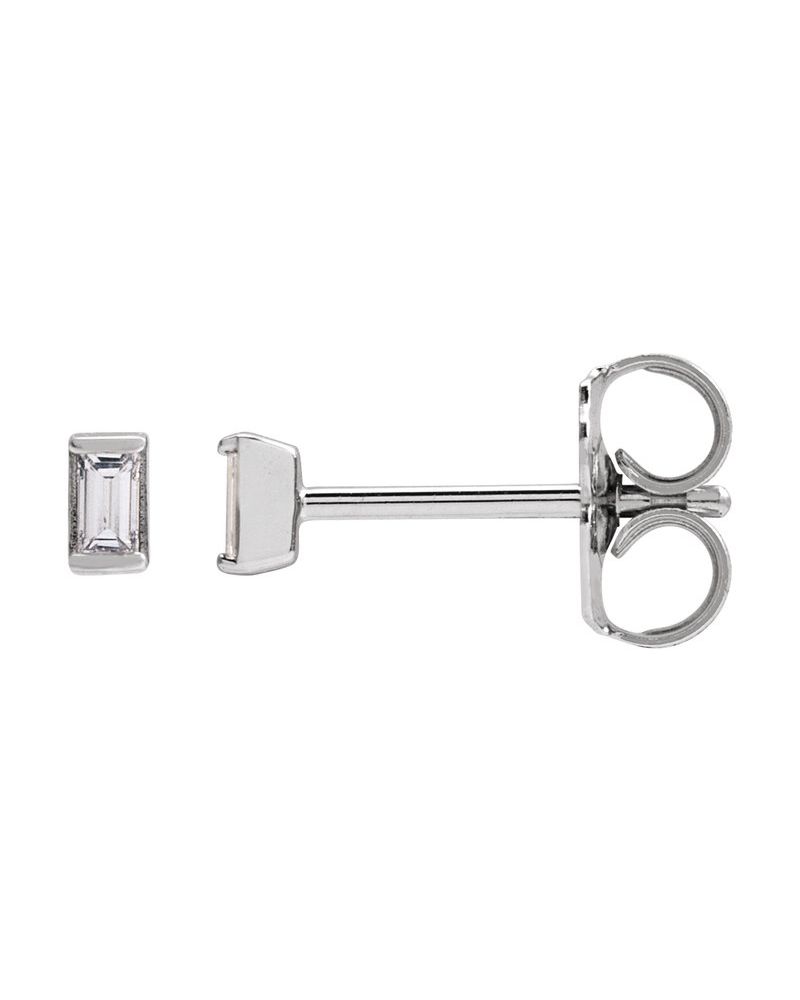Brinco Ponto de Luz Baguete com Cravação Trilho em Ouro 14k com Diamantes Naturais