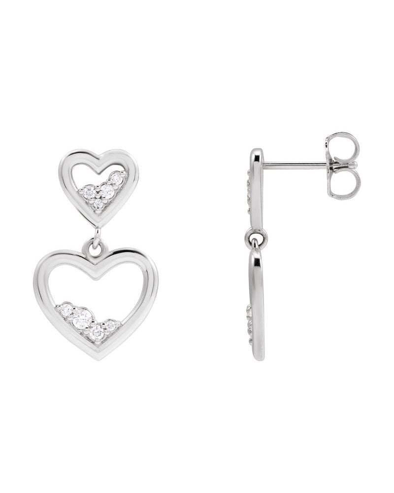 Brinco Coração Cravejado em Ouro 14k com Diamantes Naturais – Modelo 4