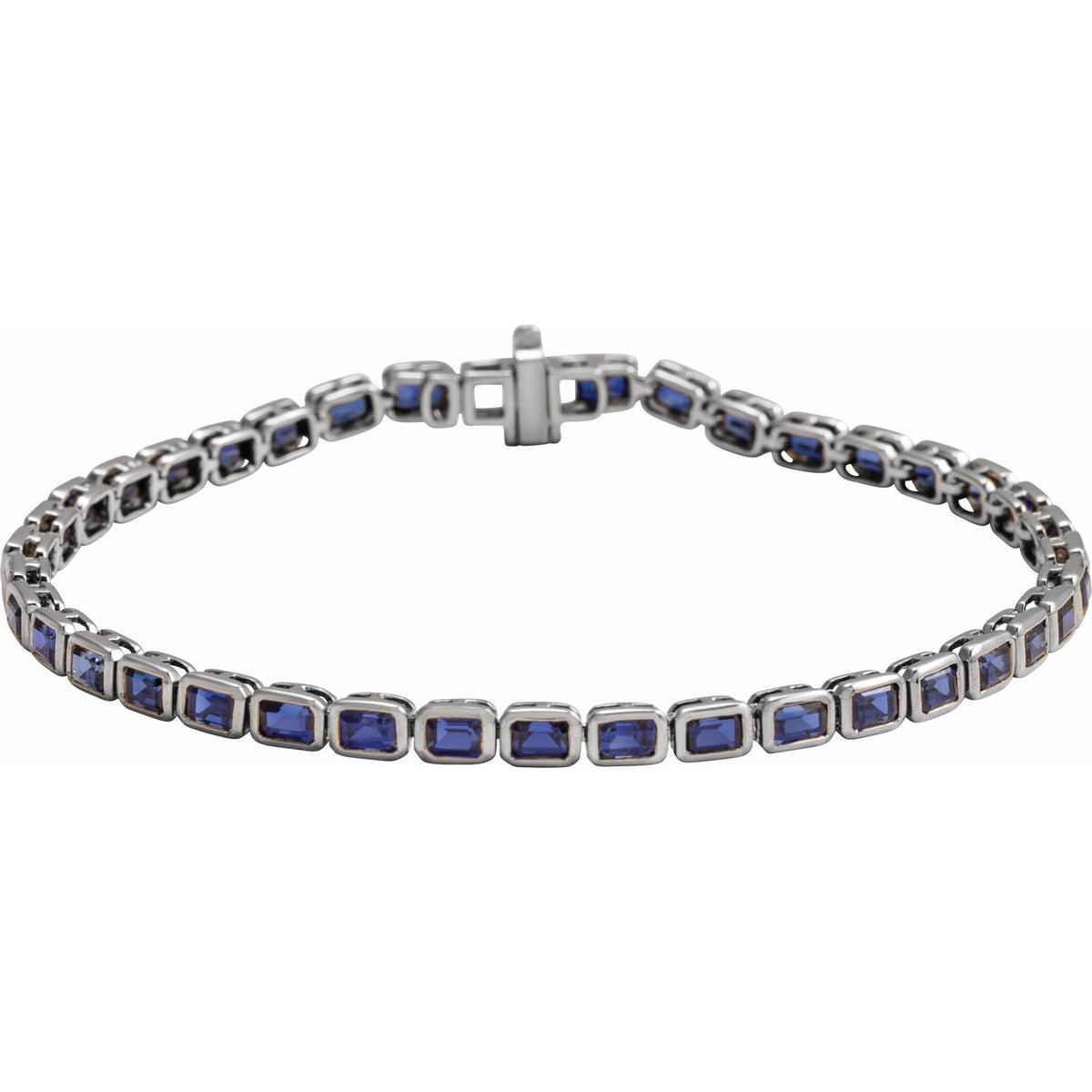 Pulseira riviera safira – Ouro Branco 14k