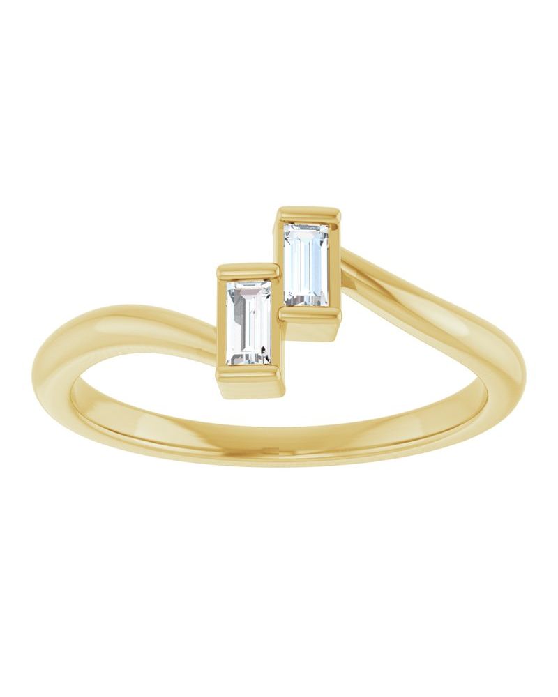 Anel Duas Pedras em Ouro 14k com Diamantes Naturais – Modelo 3