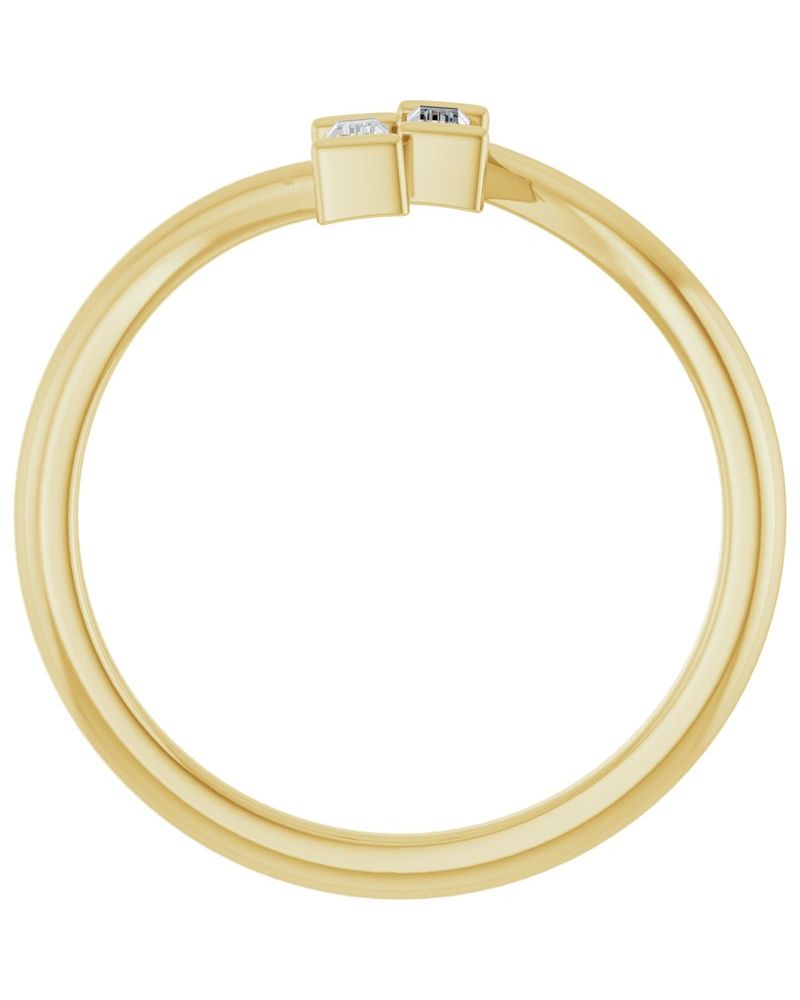 Anel Duas Pedras em Ouro 14k com Diamantes Naturais – Modelo 3