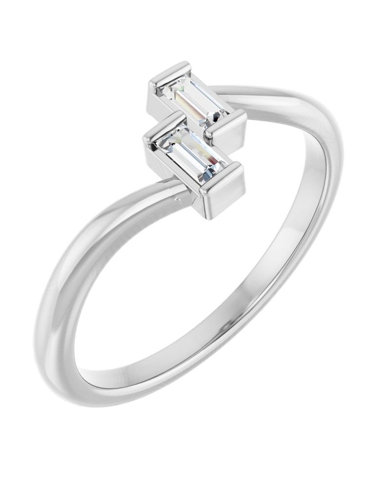 Anel Duas Pedras em Ouro 14k com Diamantes Naturais – Modelo 3