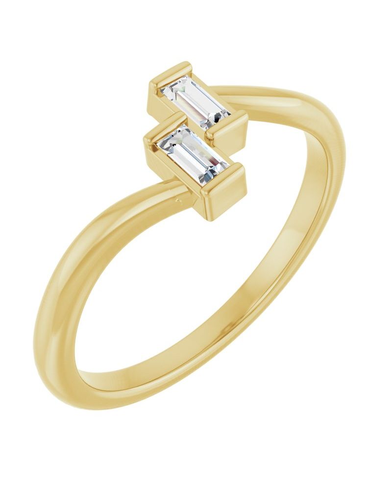 Anel Duas Pedras em Ouro 14k com Diamantes Naturais – Modelo 3