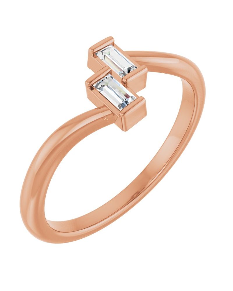Anel Duas Pedras em Ouro 14k com Diamantes Naturais – Modelo 3