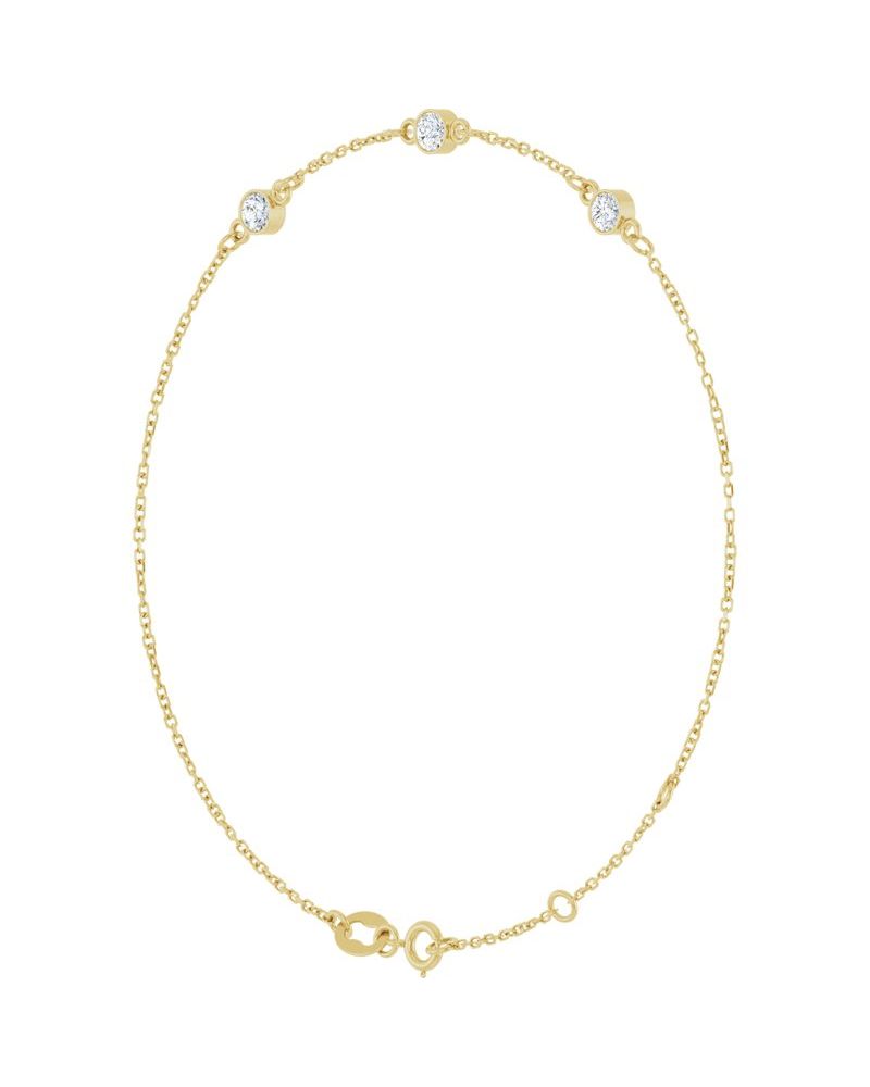 Pulseira Elos com Cravação Bezel em Ouro 14k com Diamantes Naturais