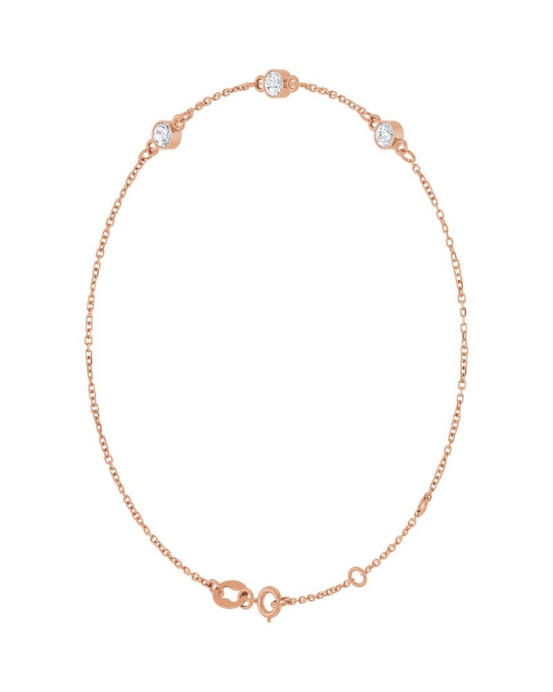Pulseira Elos com Cravação Bezel em Ouro 14k com Diamantes de Laboratório