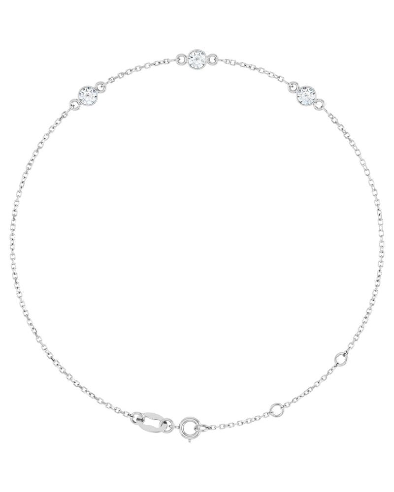 Pulseira Elos com Cravação Bezel em Ouro 14k com Diamantes Naturais