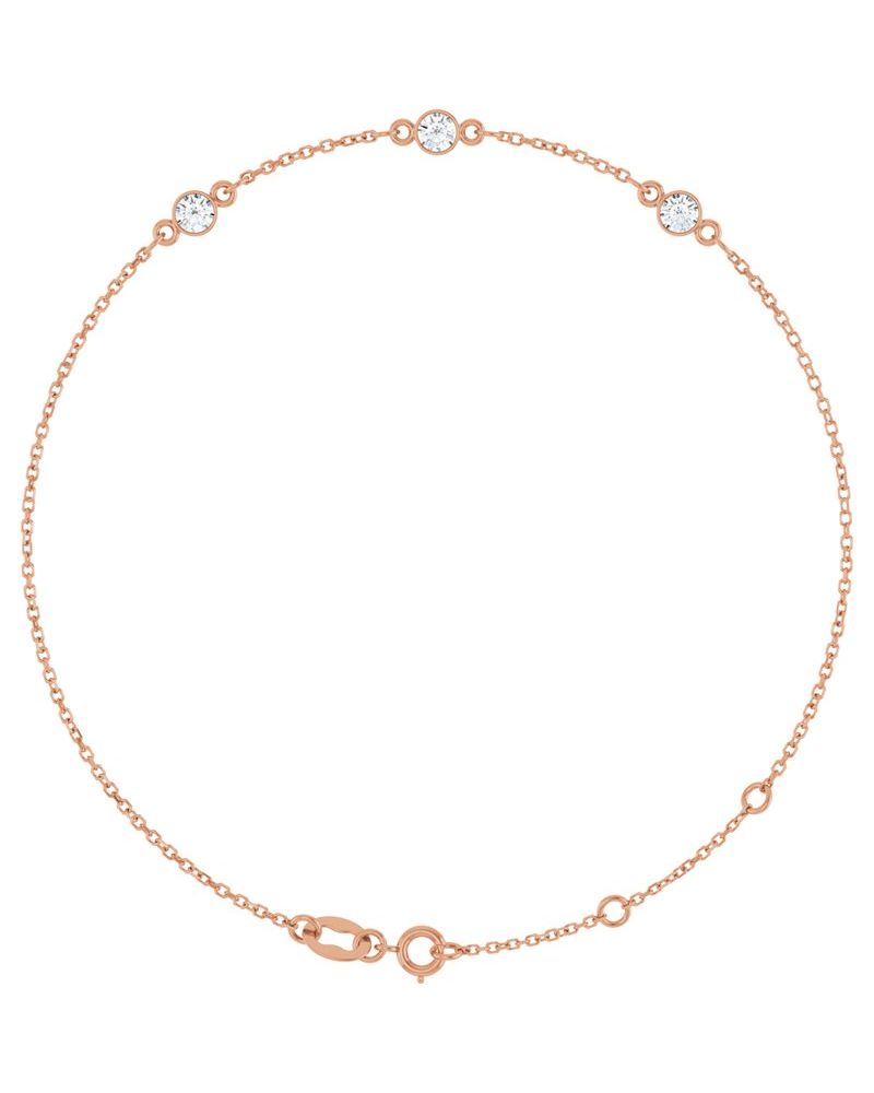 Pulseira Elos com Cravação Bezel em Ouro 14k com Diamantes de Laboratório