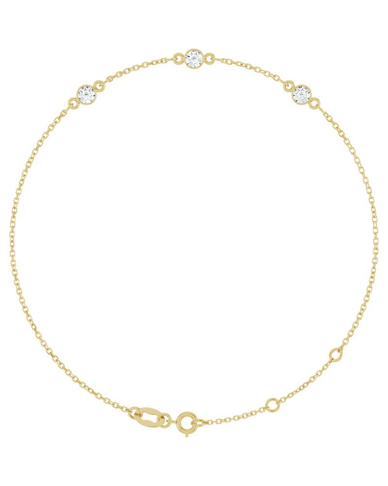 Pulseira Elos com Cravação Bezel em Ouro 14k com Diamantes de Laboratório