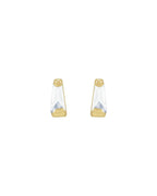Brinco Ponto de Luz Baguete Trapézio com Cravação Trilho em Ouro 14k com Diamantes Naturais
