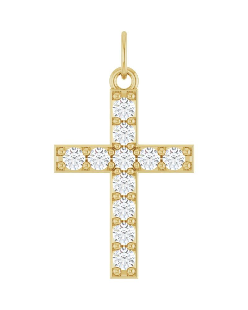 Pingente Cruz Cravejado em Ouro 14k com Diamantes de Laboratório – Modelo 5