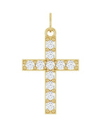 Pingente Cruz Cravejado em Ouro 14k com Diamantes de Laboratório – Modelo 5