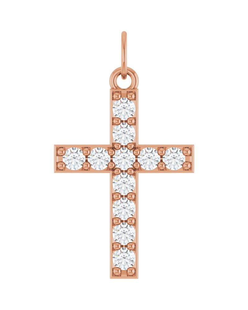 Pingente Cruz Cravejado em Ouro 14k com Diamantes de Laboratório – Modelo 5