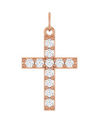 Pingente Cruz Cravejado em Ouro 14k com Diamantes de Laboratório – Modelo 5
