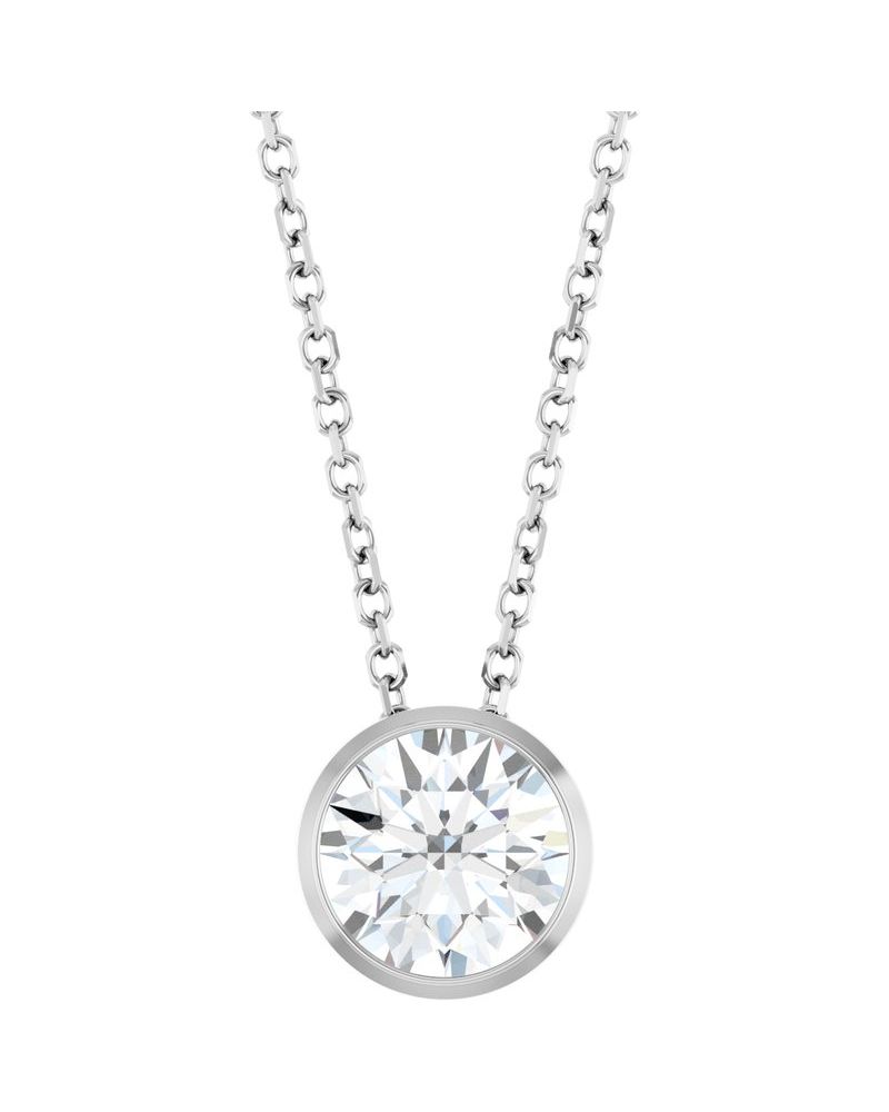 Colar Solitário com Cravação Bezel em Ouro 14k com Diamantes de Laboratório – Modelo 2
