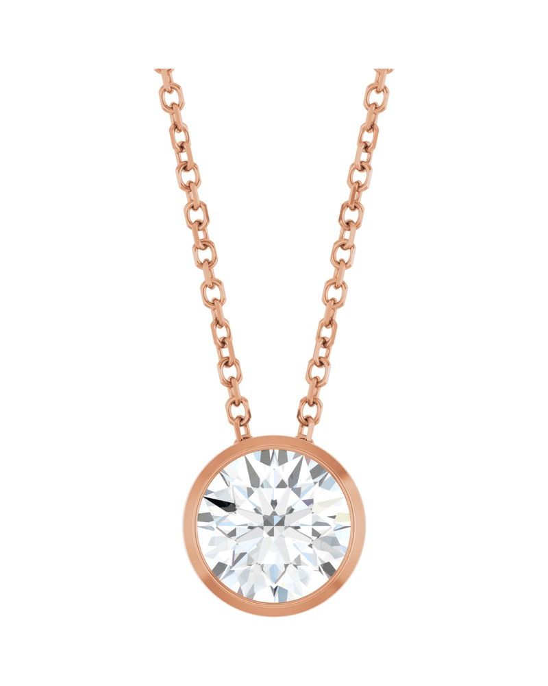 Colar Solitário com Cravação Bezel em Ouro 14k com Diamantes de Laboratório – Modelo 2