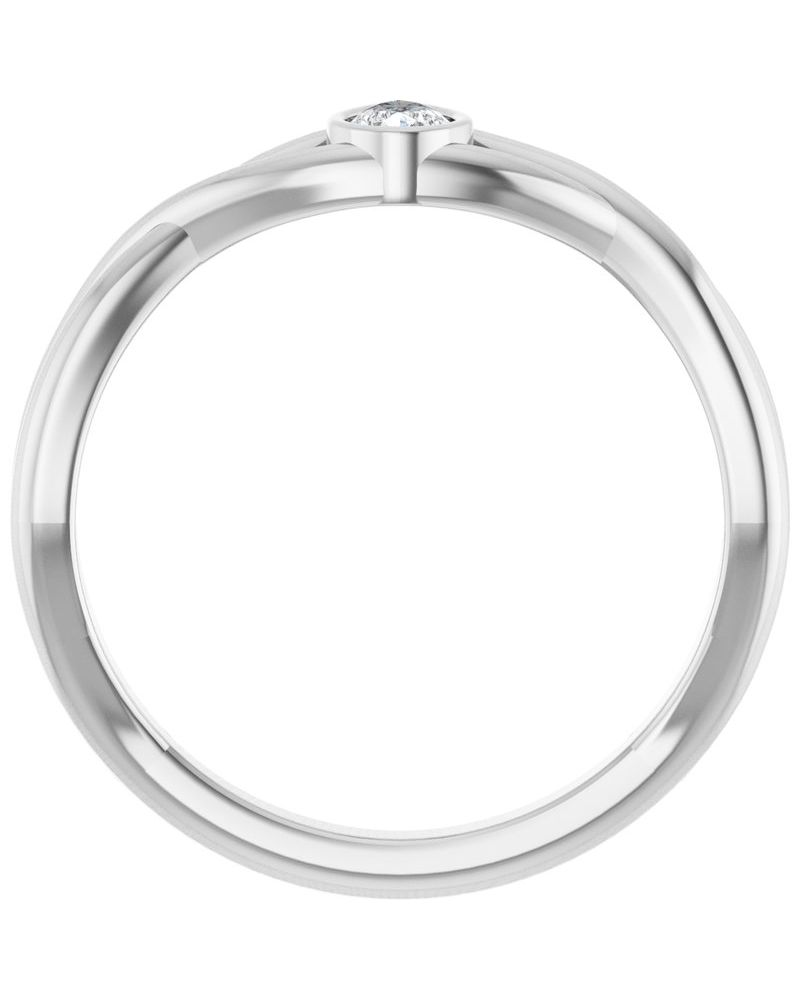 Anel Entrelaçado Solitário com Cravação Bezel em Ouro 14k com Diamantes de Laboratório
