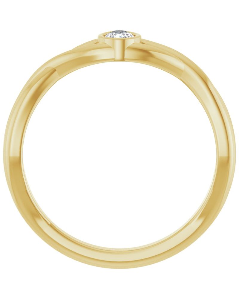 Anel Entrelaçado Solitário com Cravação Bezel em Ouro 14k com Diamantes de Laboratório