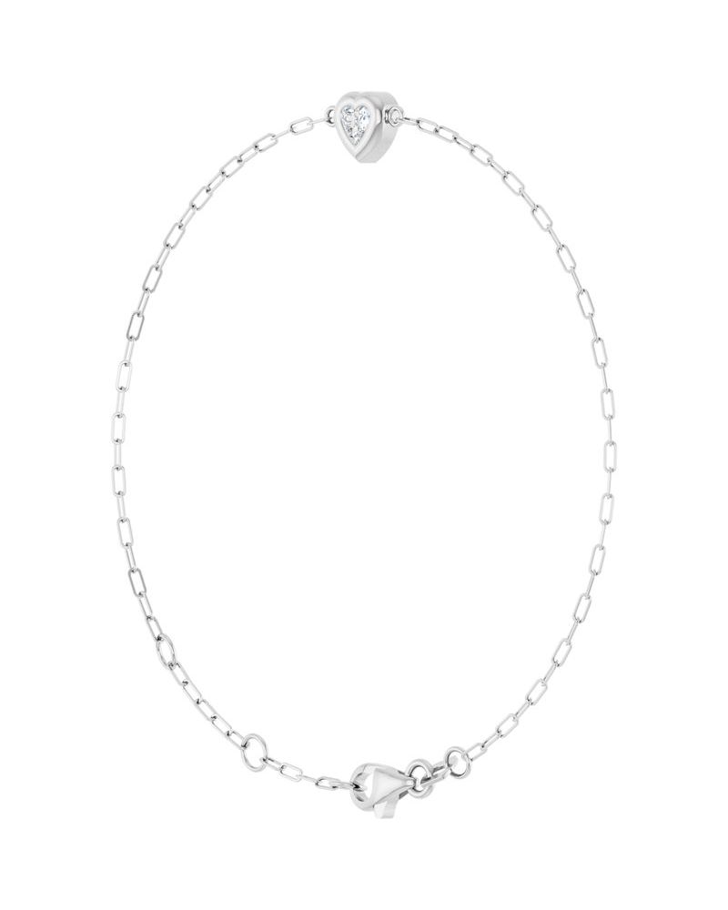 Pulseira Coração e Elos Clipe Elos em Ouro 14k com Diamantes Naturais