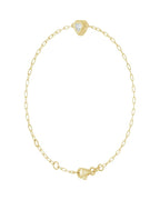 Pulseira Coração e Elos Clipe Elos em Ouro 14k com Diamantes Naturais