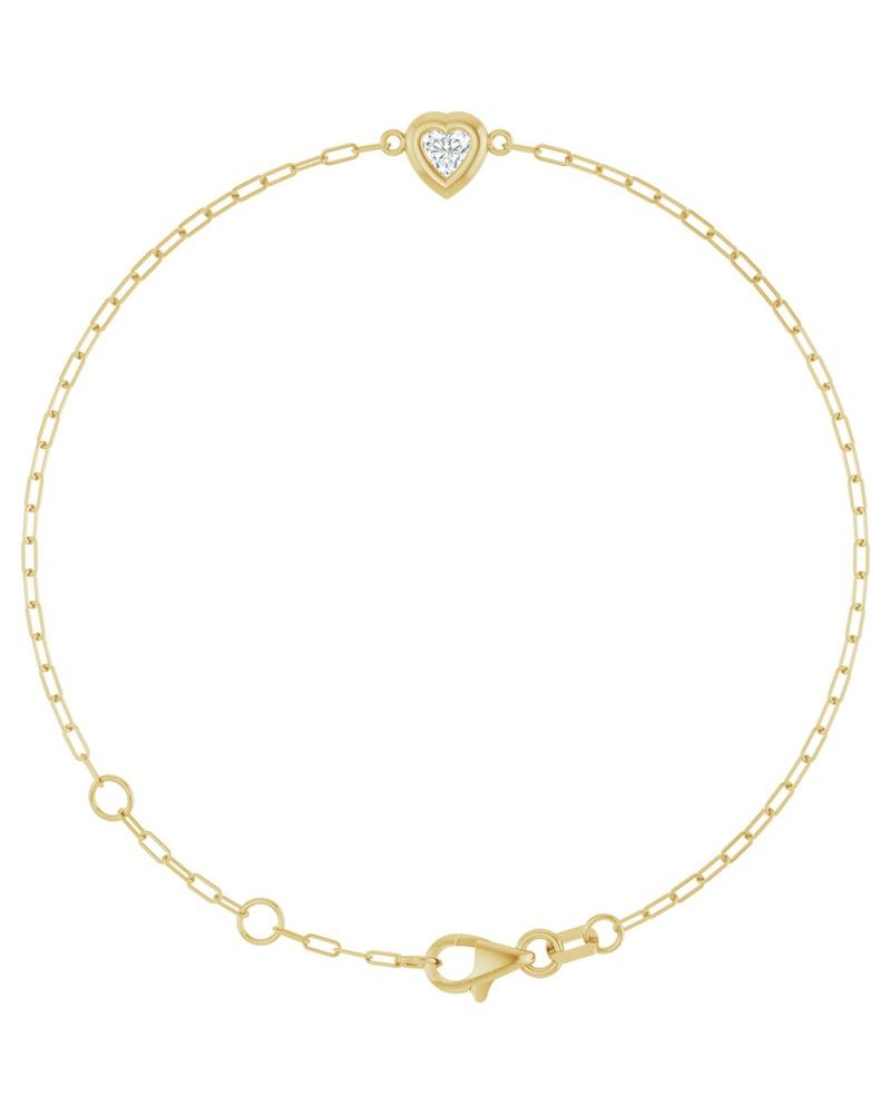 Pulseira Coração e Elos Clipe Elos em Ouro 14k com Diamantes Naturais